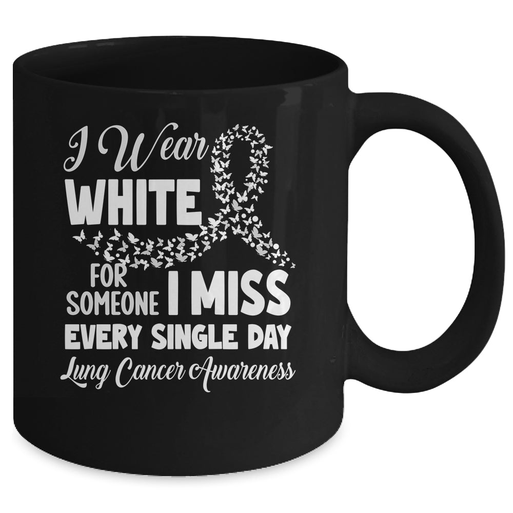 I Wear White Lung Cancer Awareness Support Ribbon Mug | siriusteestore