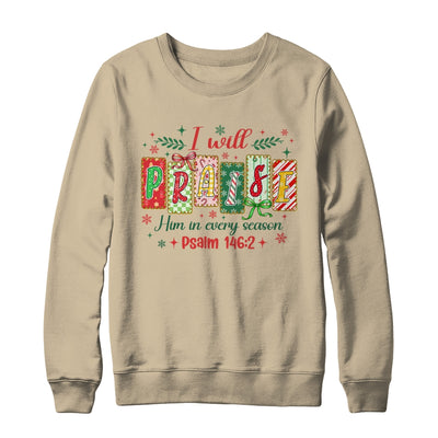 I Will Praise Him In Season Coquette Christian Christmas Bow Shirt & Sweatshirt | siriusteestore