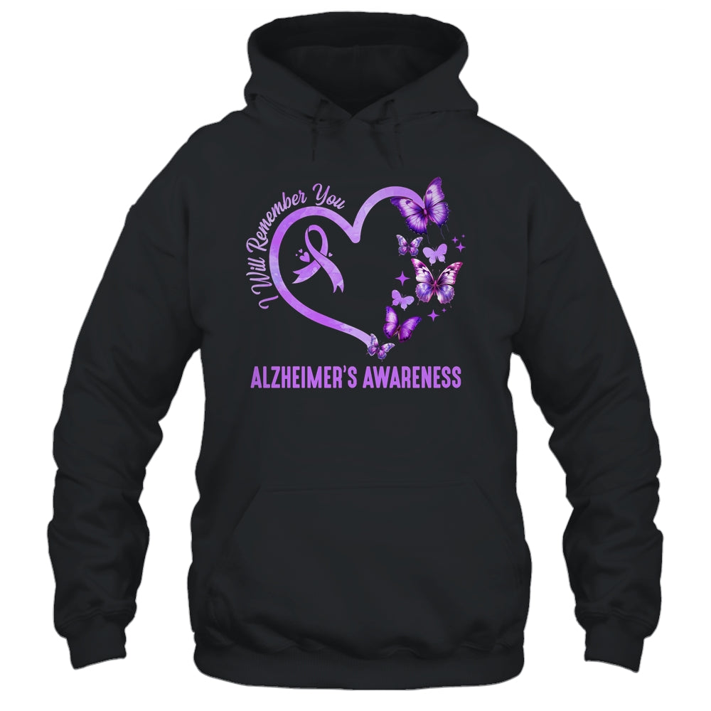I'll Remember For You Purple Butterfly Alzheimer's Awareness Shirt & Hoodie | siriusteestore