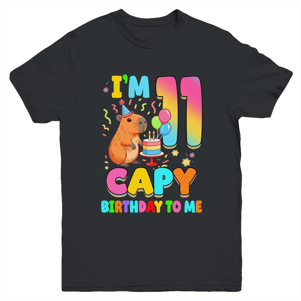 I'm 11 Years Old Capy Birthday To Me 11th Birthday Capybara Youth Shirt | siriusteestore