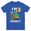 I'm 3 And Digging It 3rd Birthday Cute Dinosaur Construction Youth Shirt | siriusteestore