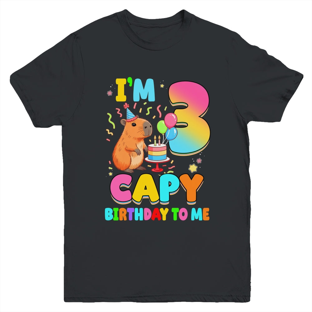 I'm 3 Years Old Capy Birthday To Me 3rd Birthday Capybara Youth Shirt | siriusteestore