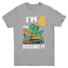 I'm 4 And Digging It 4th Birthday Cute Dinosaur Construction Youth Shirt | siriusteestore