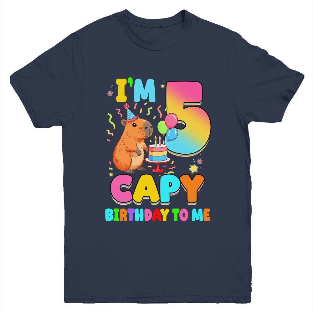 I'm 5 Years Old Capy Birthday To Me 5th Birthday Capybara Youth Shirt | siriusteestore