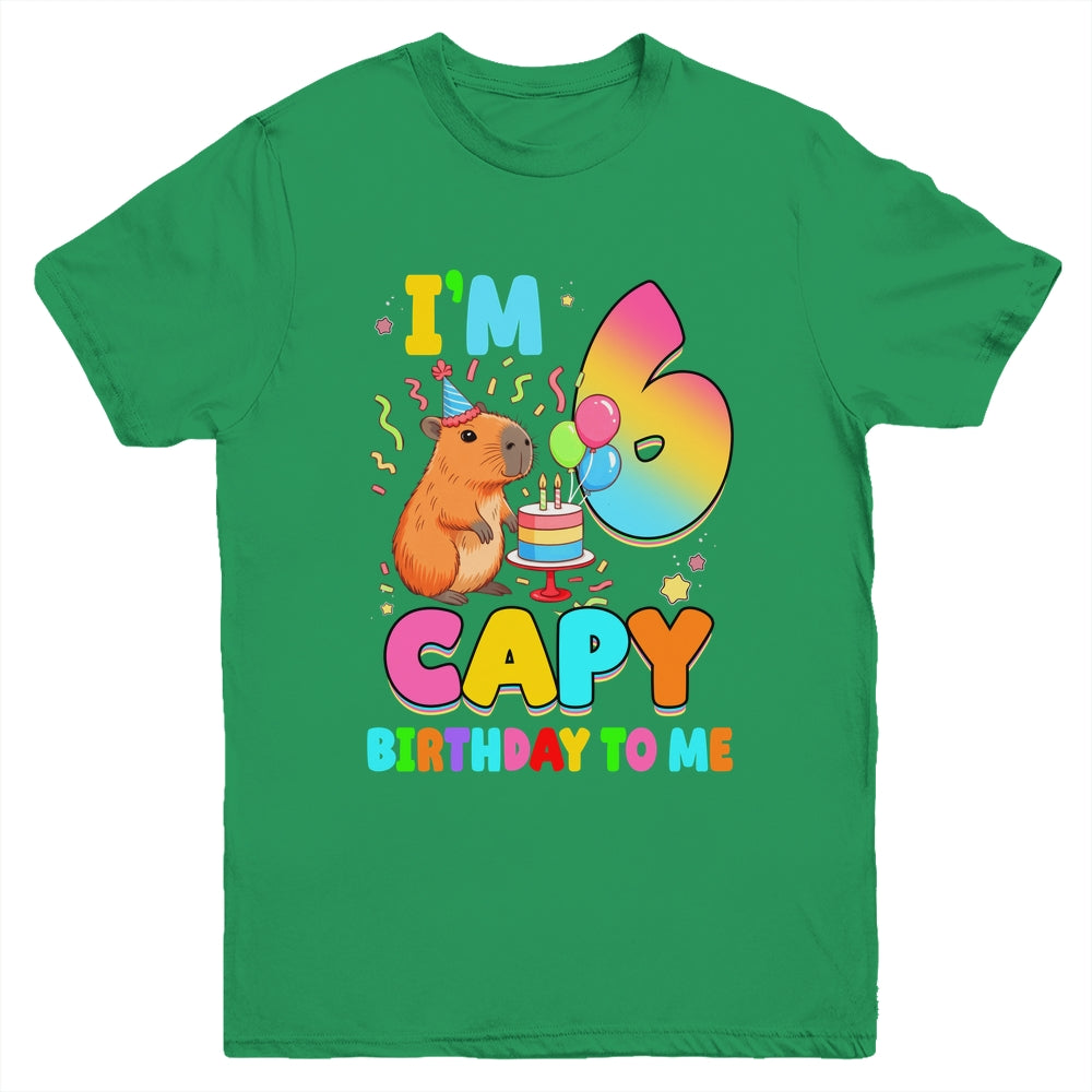 I'm 6 Years Old Capy Birthday To Me 6th Birthday Capybara Youth Shirt | siriusteestore