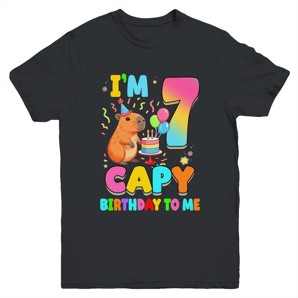 I'm 7 Years Old Capy Birthday To Me 7th Birthday Capybara Youth Shirt | siriusteestore