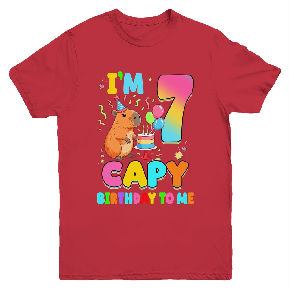 I'm 7 Years Old Capy Birthday To Me 7th Birthday Capybara Youth Shirt | siriusteestore