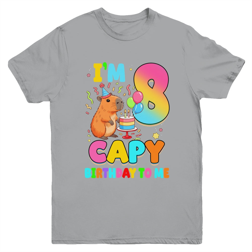 I'm 8 Years Old Capy Birthday To Me 8th Birthday Capybara Youth Shirt | siriusteestore