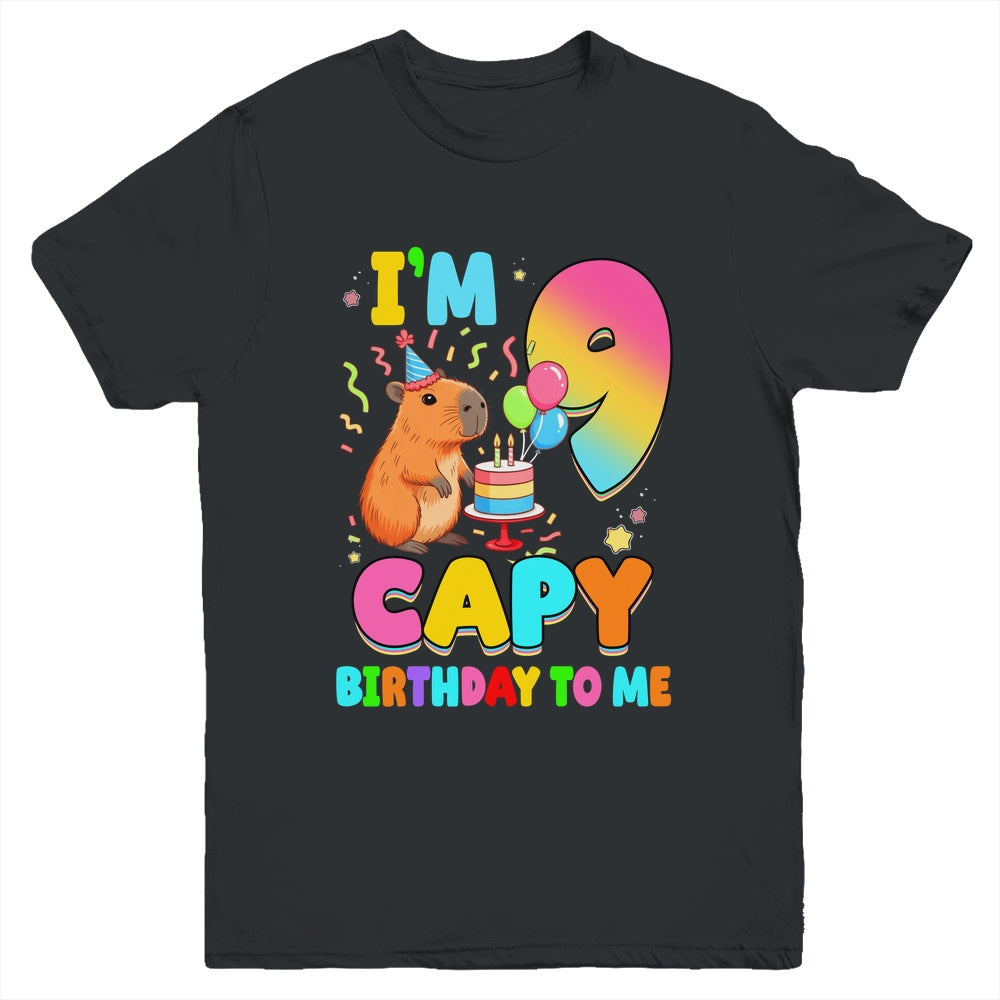 I'm 9 Years Old Capy Birthday To Me 9th Birthday Capybara Youth Shirt | siriusteestore