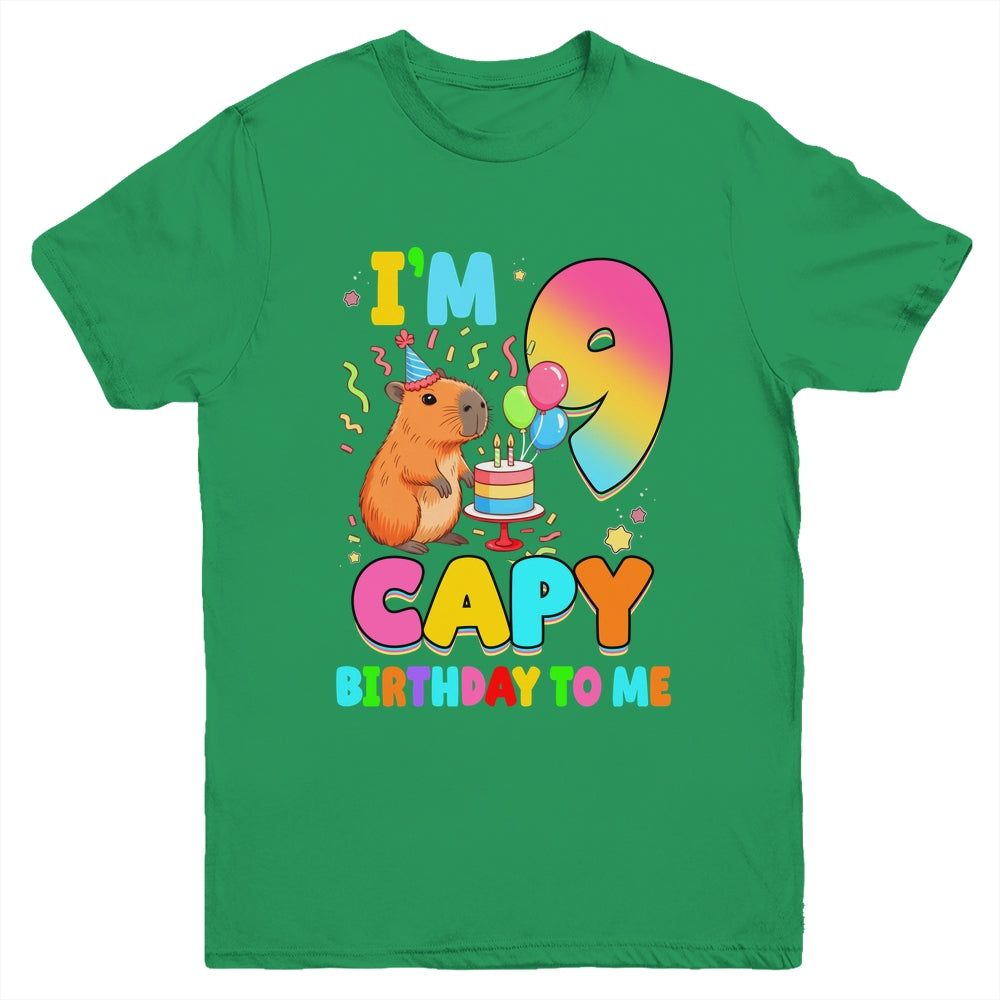 I'm 9 Years Old Capy Birthday To Me 9th Birthday Capybara Youth Shirt | siriusteestore