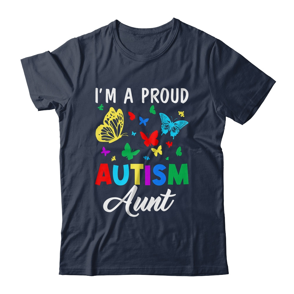 I'm A Proud Autism Aunt Butterflies Autism Awareness Shirt & Tank Top | siriusteestore