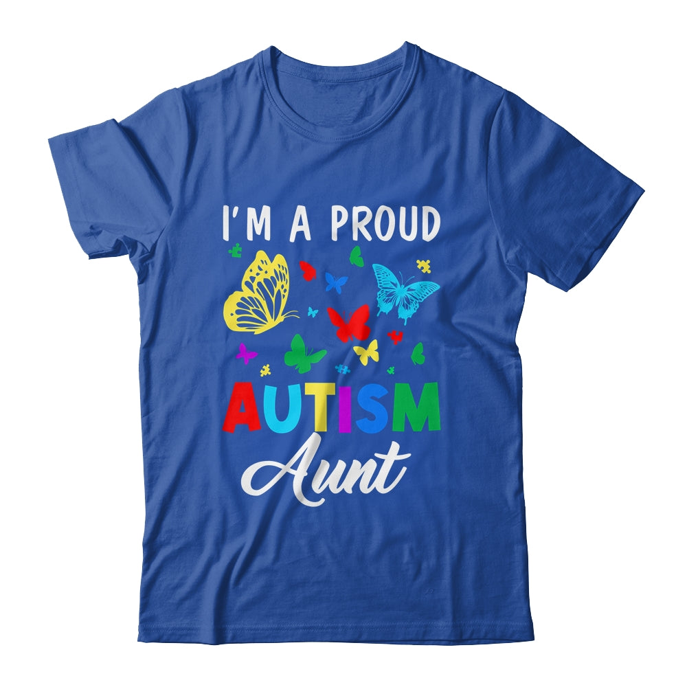 I'm A Proud Autism Aunt Butterflies Autism Awareness Shirt & Tank Top | siriusteestore