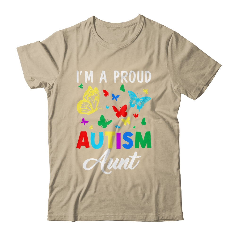 I'm A Proud Autism Aunt Butterflies Autism Awareness Shirt & Tank Top | siriusteestore