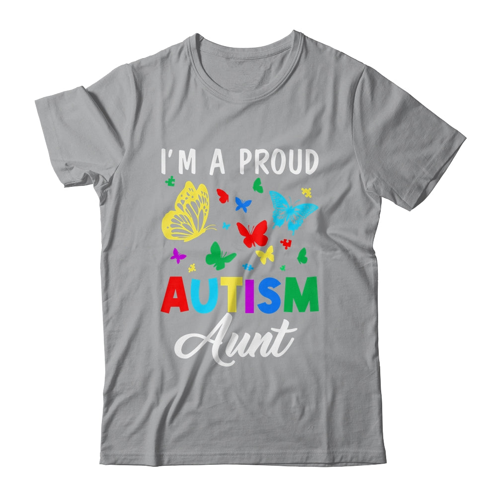 I'm A Proud Autism Aunt Butterflies Autism Awareness Shirt & Tank Top | siriusteestore