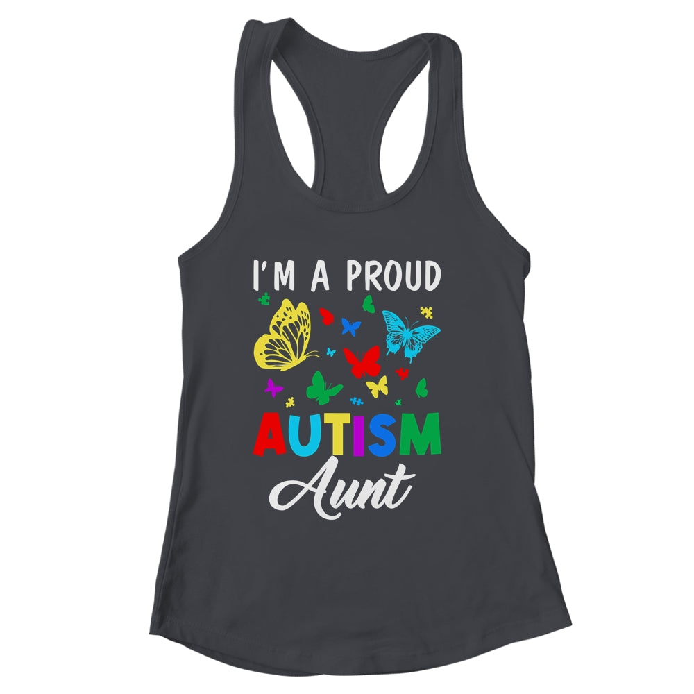I'm A Proud Autism Aunt Butterflies Autism Awareness Shirt & Tank Top | siriusteestore