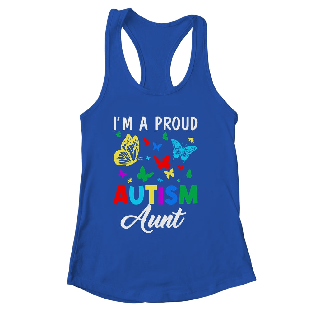 I'm A Proud Autism Aunt Butterflies Autism Awareness Shirt & Tank Top | siriusteestore