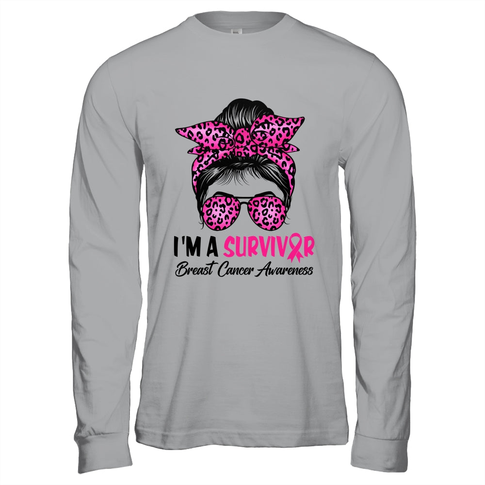 I'm A Survivor Breast Cancer Awareness Messy Bun Warrior Shirt & Hoodie | siriusteestore