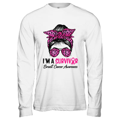 I'm A Survivor Breast Cancer Awareness Messy Bun Warrior Shirt & Hoodie | siriusteestore