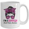 I'm A Survivor Breast Cancer Awareness Messy Bun Warrior Mug | siriusteestore