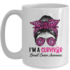 I'm A Survivor Breast Cancer Awareness Messy Bun Warrior Mug | siriusteestore