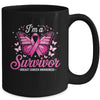 I'm A Survivor Breast Cancer Awareness Women Butterfly Ribbon Mug | siriusteestore