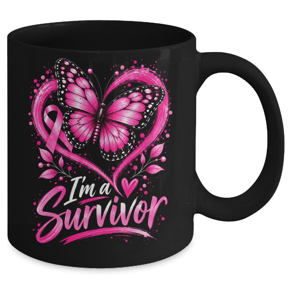I'm A Survivor Butterfly Breast Cancer Awareness Women Mug | siriusteestore