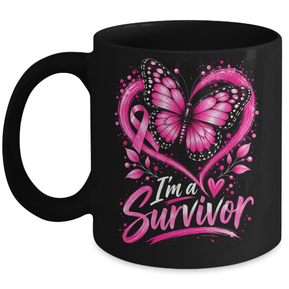 I'm A Survivor Butterfly Breast Cancer Awareness Women Mug | siriusteestore