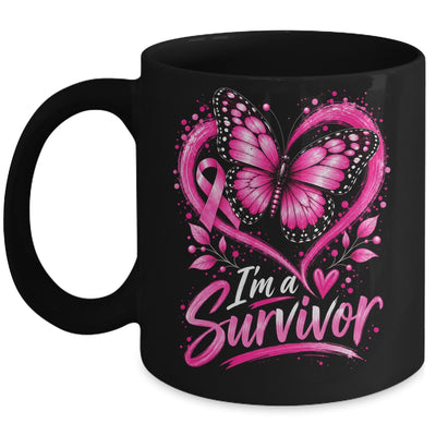 I'm A Survivor Butterfly Breast Cancer Awareness Women Mug | siriusteestore