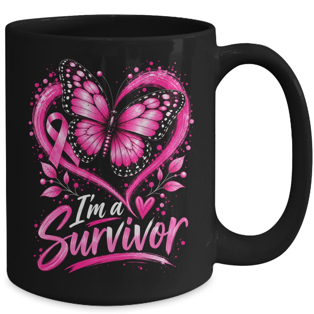 I'm A Survivor Butterfly Breast Cancer Awareness Women Mug | siriusteestore
