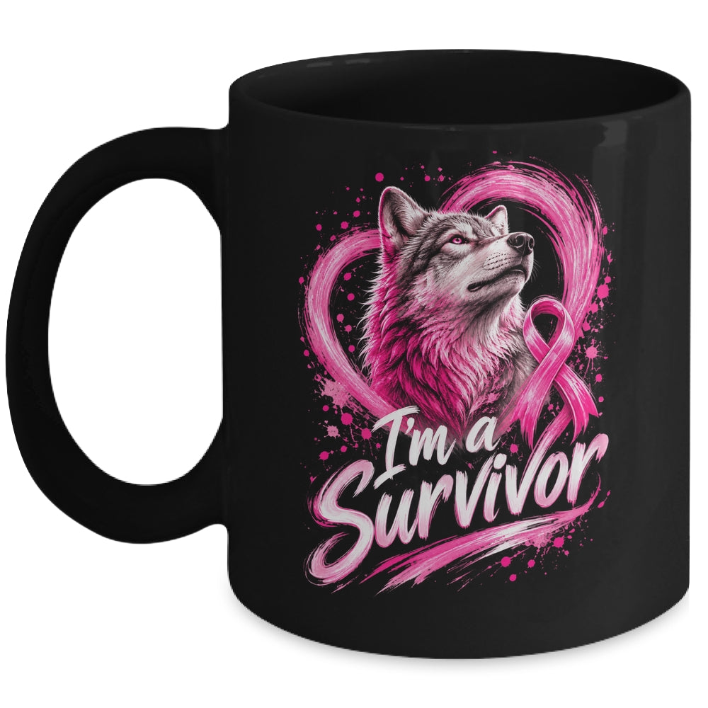 I'm A Survivor Wolf Breast Cancer Awareness Women Mug | siriusteestore