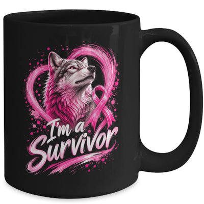 I'm A Survivor Wolf Breast Cancer Awareness Women Mug | siriusteestore