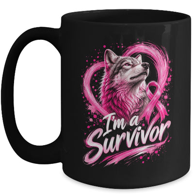 I'm A Survivor Wolf Breast Cancer Awareness Women Mug | siriusteestore