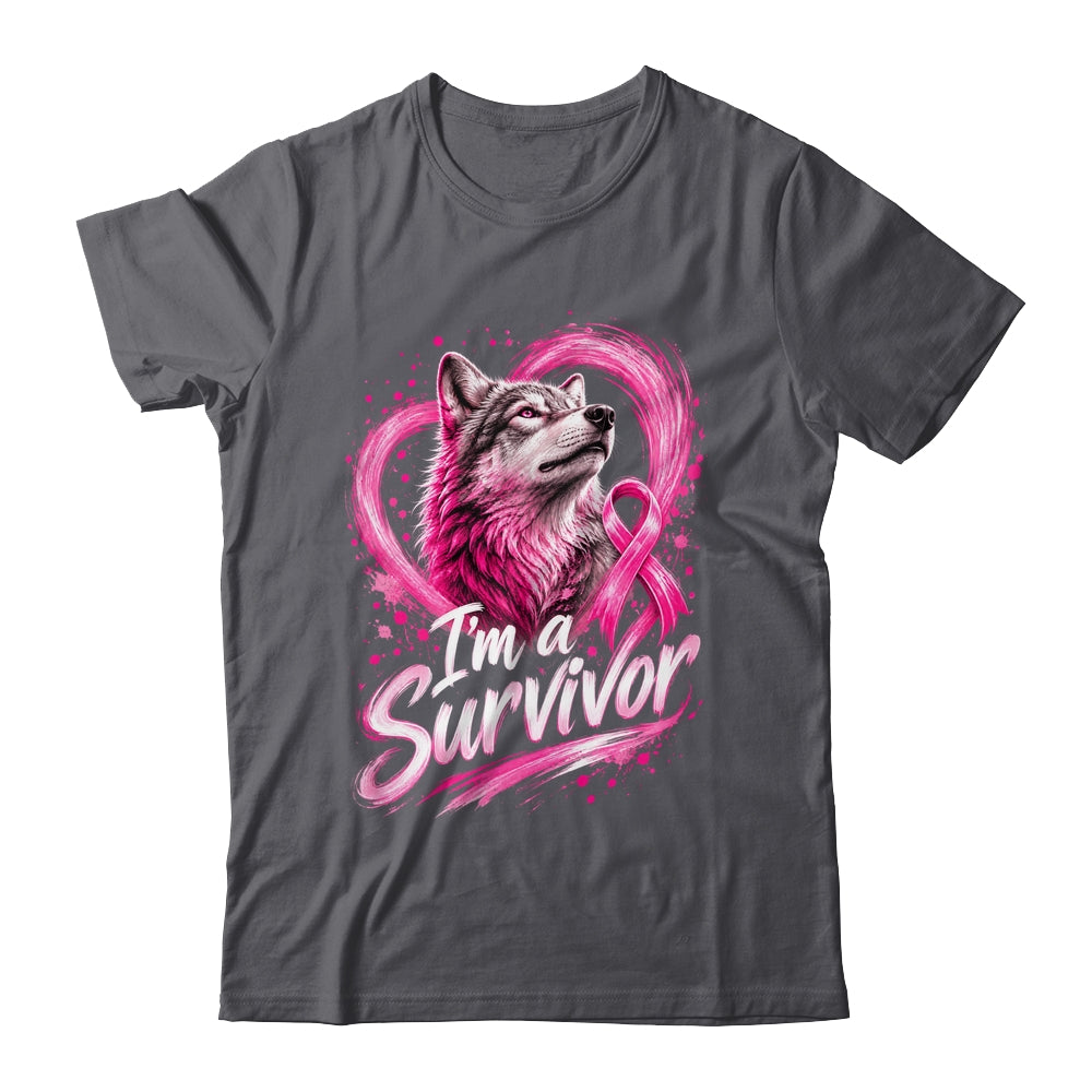 I'm A Survivor Wolf Breast Cancer Awareness Women Shirt & Hoodie | siriusteestore