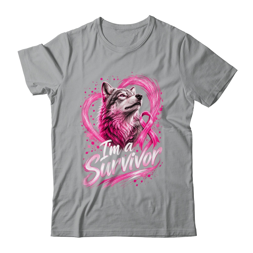 I'm A Survivor Wolf Breast Cancer Awareness Women Shirt & Hoodie | siriusteestore