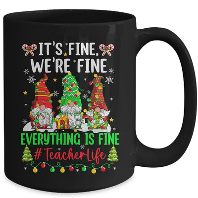 I'm Fine Everything Is Fine Teacher Life Gnome Christmas Mug | siriusteestore