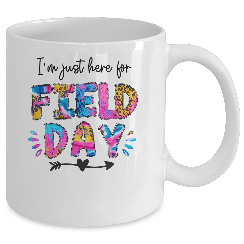 I'm Just Here For Field Day Tie Dye Leopard Last Day School Mug | siriusteestore