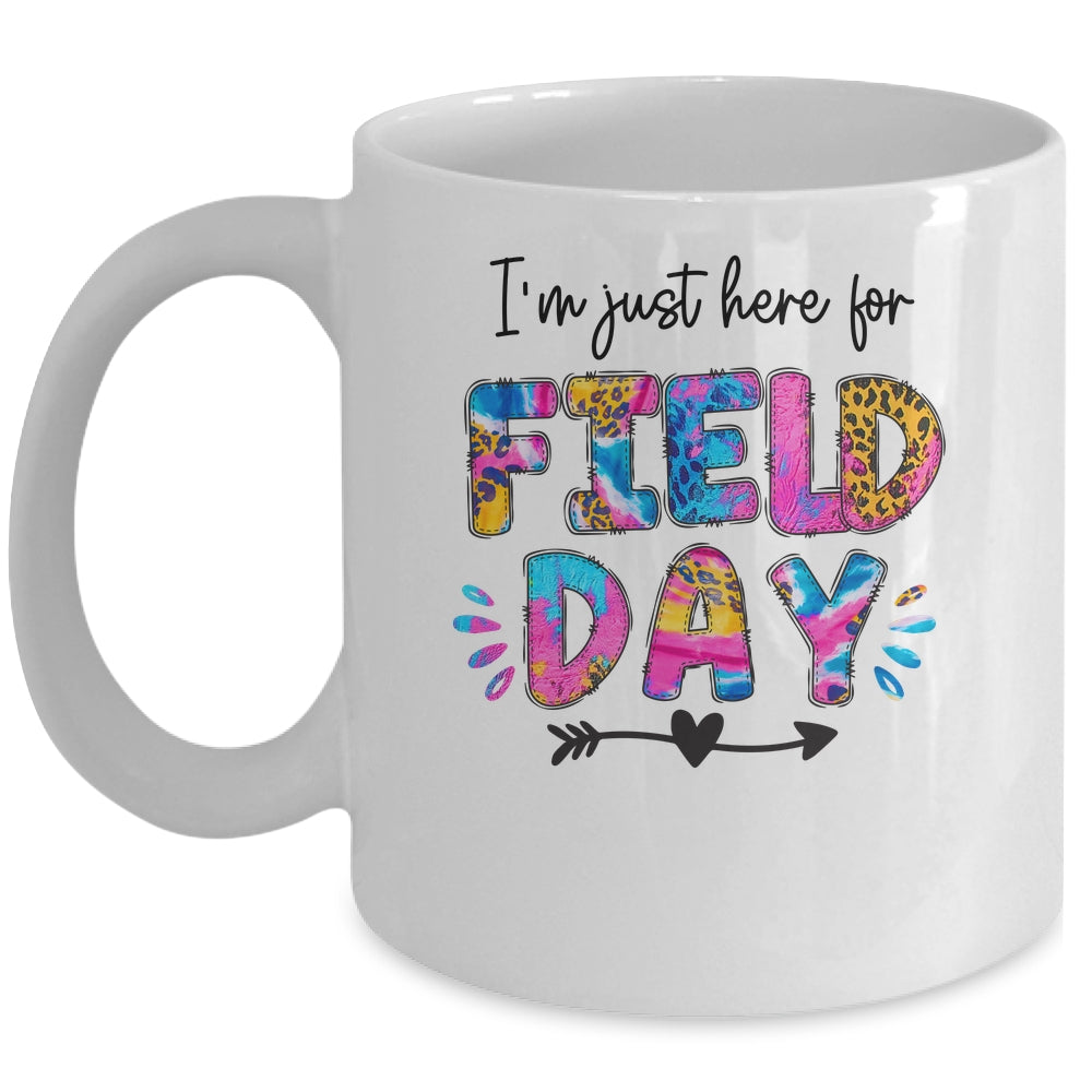 I'm Just Here For Field Day Tie Dye Leopard Last Day School Mug | siriusteestore