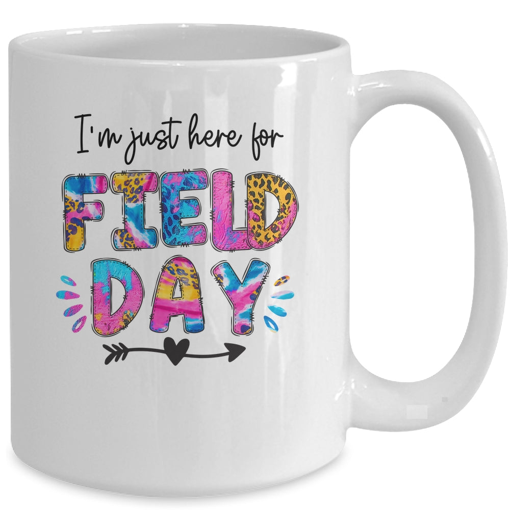 I'm Just Here For Field Day Tie Dye Leopard Last Day School Mug | siriusteestore