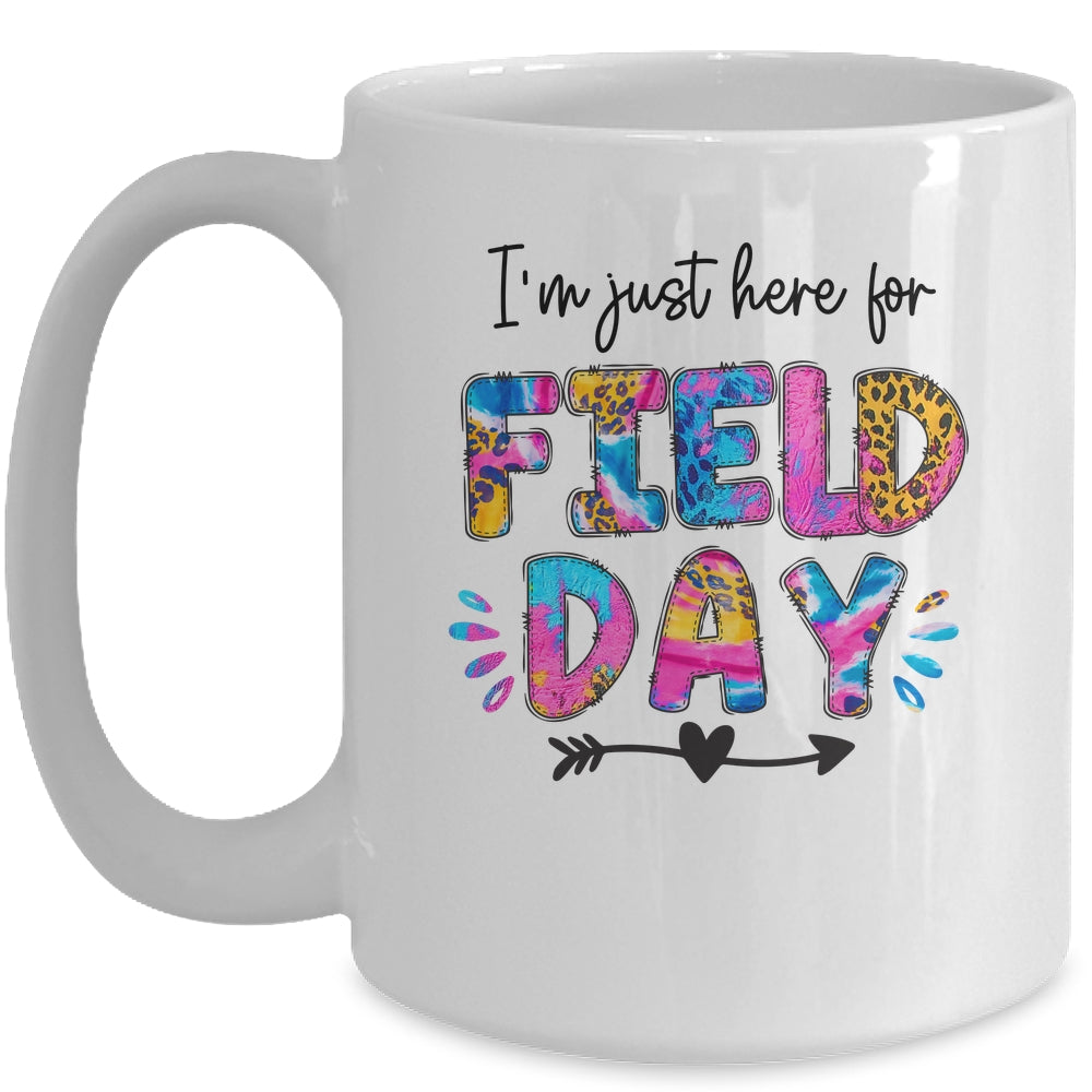 I'm Just Here For Field Day Tie Dye Leopard Last Day School Mug | siriusteestore
