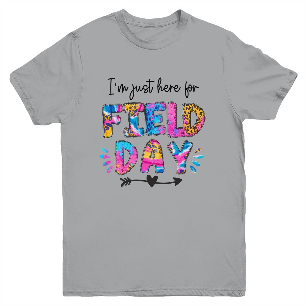 I'm Just Here For Field Day Tie Dye Leopard Last Day School Youth Shirt | siriusteestore