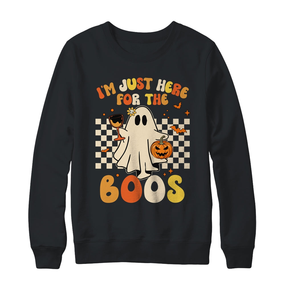 I'm Just Here For The Boos Ghost Retro Groovy Halloween Shirt & Sweatshirt | siriusteestore