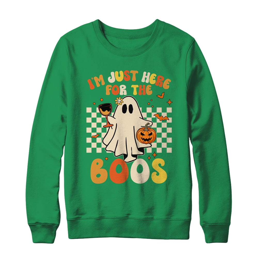 I'm Just Here For The Boos Ghost Retro Groovy Halloween Shirt & Sweatshirt | siriusteestore