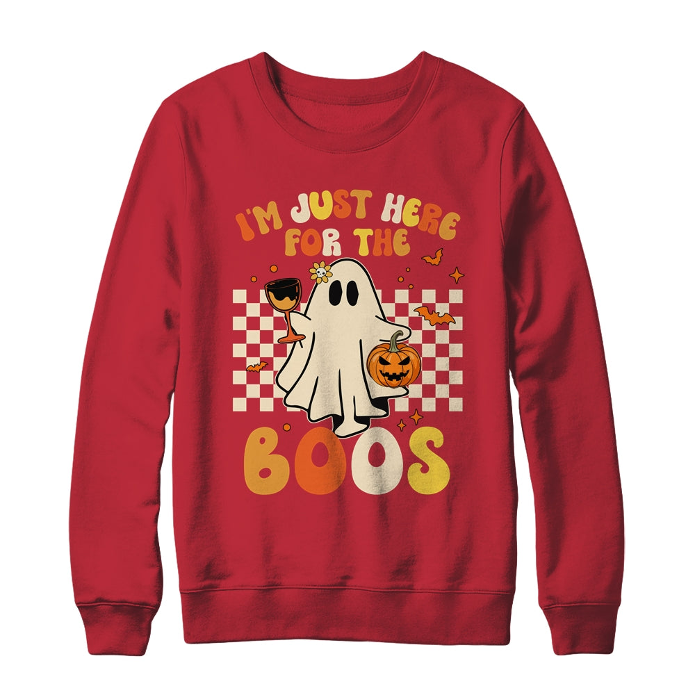 I'm Just Here For The Boos Ghost Retro Groovy Halloween Shirt & Sweatshirt | siriusteestore