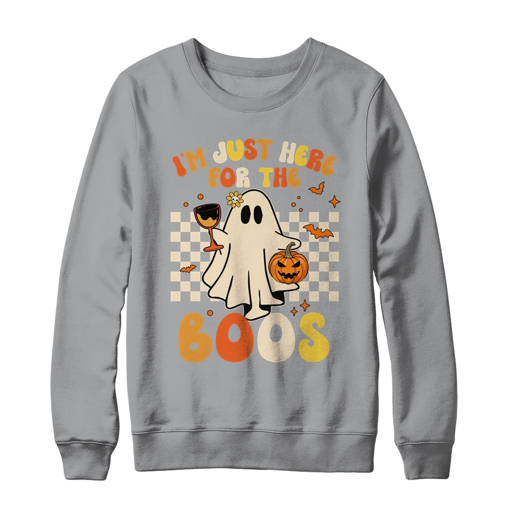 I'm Just Here For The Boos Ghost Retro Groovy Halloween Shirt & Sweatshirt | siriusteestore