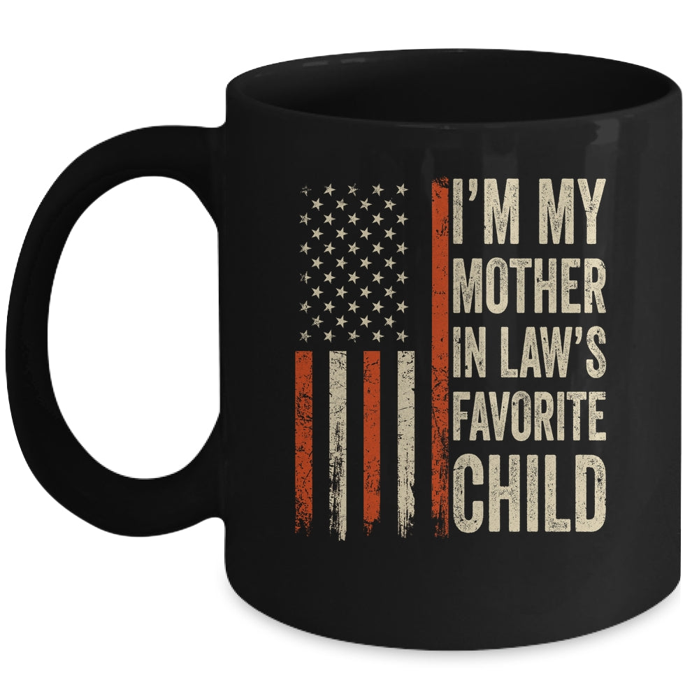 I'm My Mother In Law's Favorite Child Vintage Flag Christmas Mug | siriusteestore
