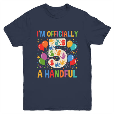 I'm Officially A Handful 5th Birthday Party 5 Year Old Kids Youth Shirt | siriusteestore