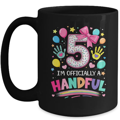 I'm Officially A Handful Five 5th Birthday Girl Pink Coquette Mug | siriusteestore