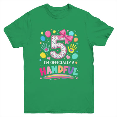 I'm Officially A Handful Five 5th Birthday Girl Pink Coquette Youth Shirt | siriusteestore