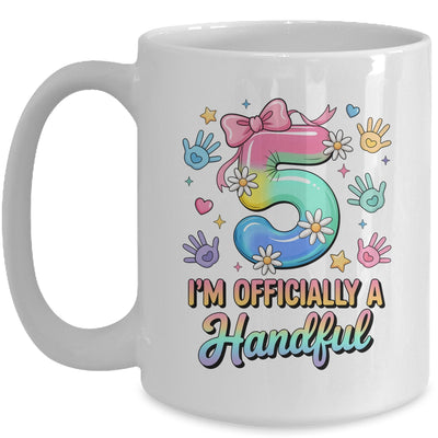 I'm Officially A Handful Five 5th Birthday Girls Boys Kids Mug | siriusteestore