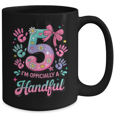 I'm Officially A Handful Five Pink Bow 5th Birthday Girls Mug | siriusteestore